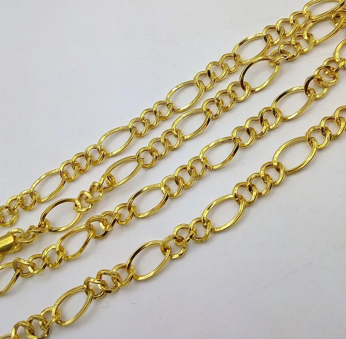 22kt yellow gold handmade fabulous light weight chain necklace unisex gifting figaro link chain certified royal india made chain necklace TRIBAL ORNAMENTS Necklaces