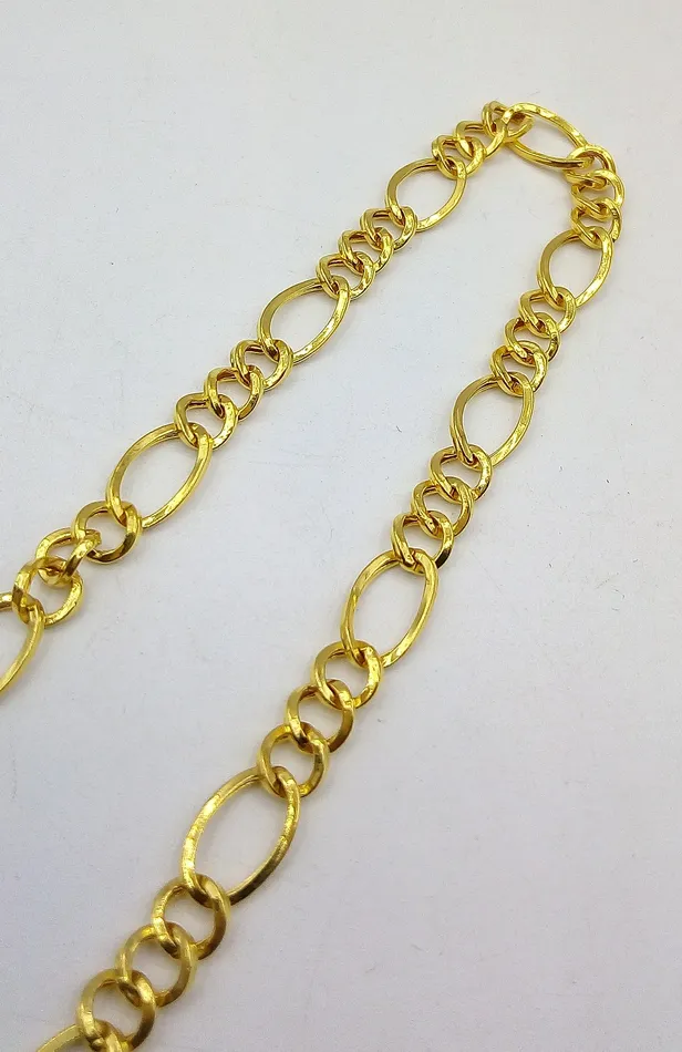 22kt yellow gold handmade fabulous light weight chain necklace unisex gifting figaro link chain certified royal india made chain necklace TRIBAL ORNAMENTS Necklaces