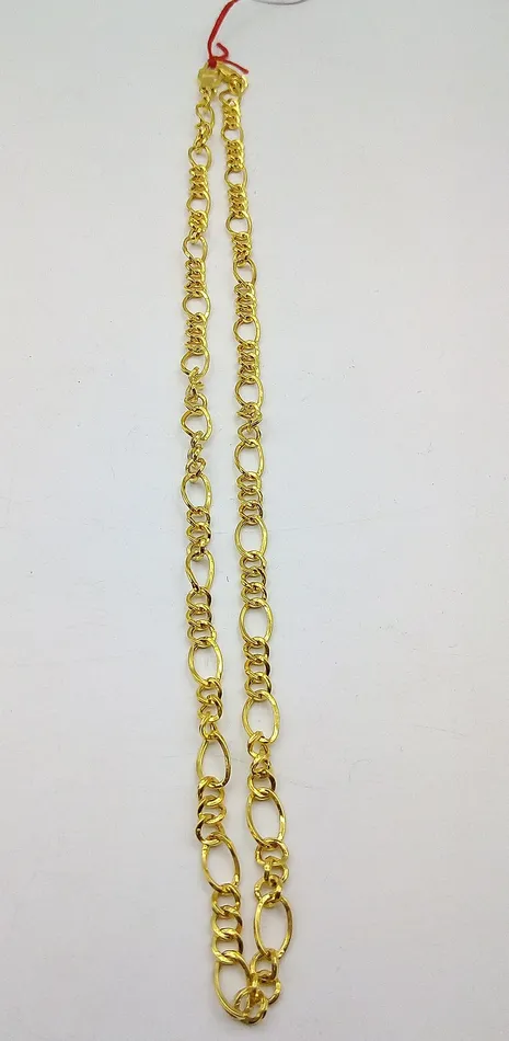 22kt yellow gold handmade fabulous light weight chain necklace unisex gifting figaro link chain certified royal india made chain necklace TRIBAL ORNAMENTS Necklaces
