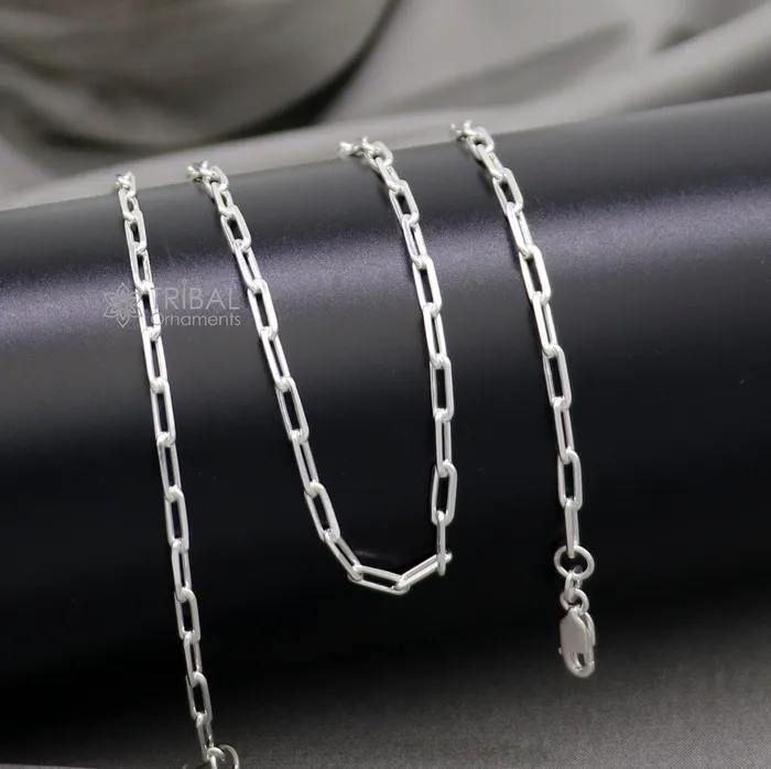 3MM 1820 925 sterling silver handmade solid fancy stylish silver chain necklace chain best gifting jewelry from India ch575 TRIBAL ORNAMENTS Necklaces 3MM 1820 925 sterling silver handmade solid fancy stylish silver chain necklace chain best gifting jewelry from India ch575 TRIBAL ORNAMENTS Necklaces