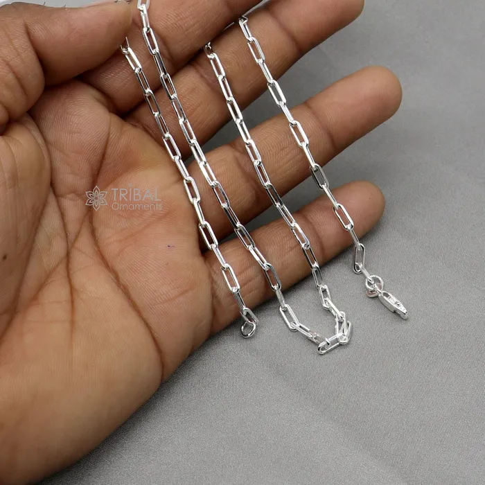 3MM 1820 925 sterling silver handmade solid fancy stylish silver chain necklace chain best gifting jewelry from India ch575 TRIBAL ORNAMENTS Necklaces 3MM 1820 925 sterling silver handmade solid fancy stylish silver chain necklace chain best gifting jewelry from India ch575 TRIBAL ORNAMENTS Necklaces