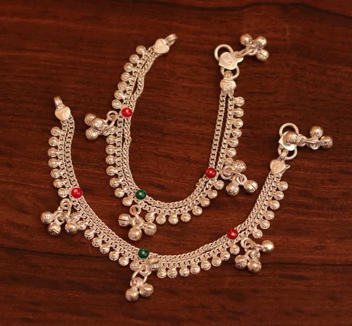 60 Handmade sterling silver baby anklet charm ankle bracelet fabulous hanging noisy bells excellent unisex baby foot bracelet ank156 TRIBAL ORNAMENTS Bracelets