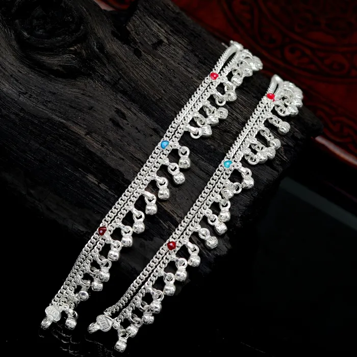 6 exclusive fancy stylish baby anklets bracelet double chain jingling belly ankle bracelet unisex gifting kids fashion jewelry ank263 TRIBAL ORNAMENTS Bracelets