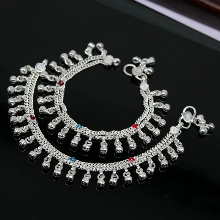 6 exclusive fancy stylish baby anklets bracelet double chain jingling belly ankle bracelet unisex gifting kids fashion jewelry ank263 TRIBAL ORNAMENTS Bracelets