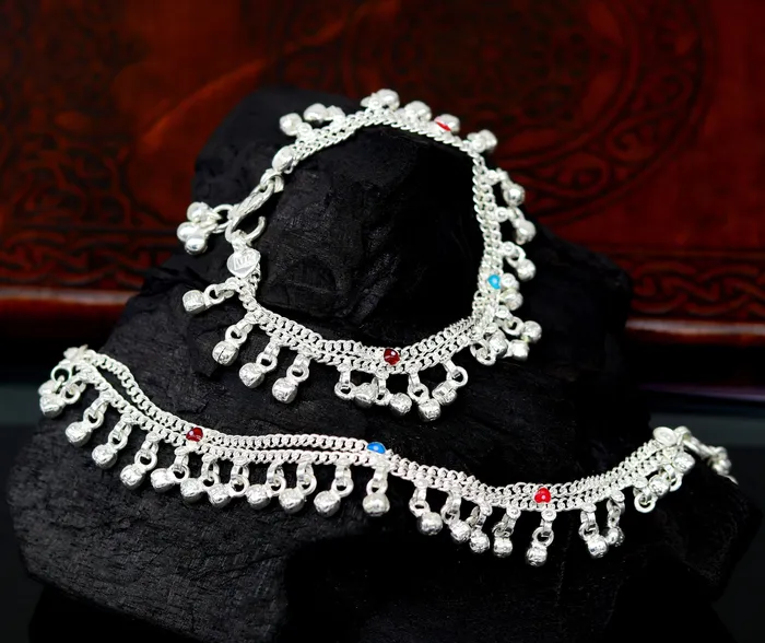 6 exclusive fancy stylish baby anklets bracelet double chain jingling belly ankle bracelet unisex gifting kids fashion jewelry ank263 TRIBAL ORNAMENTS Bracelets