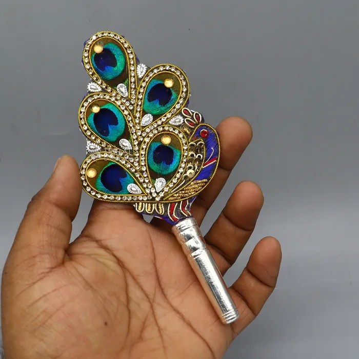 6 Vintage style handmade Wooden base silver Morchhadi with peacock feather best lord krishna laddu gopala silver pankhi silver fan su1219 TRIBAL ORNAMENTS Necklaces 6 Vintage style handmade Wooden base silver Morchhadi with peacock feather best lord krishna laddu gopala silver pankhi silver fan su1219 TRIBAL ORNAMENTS Necklaces