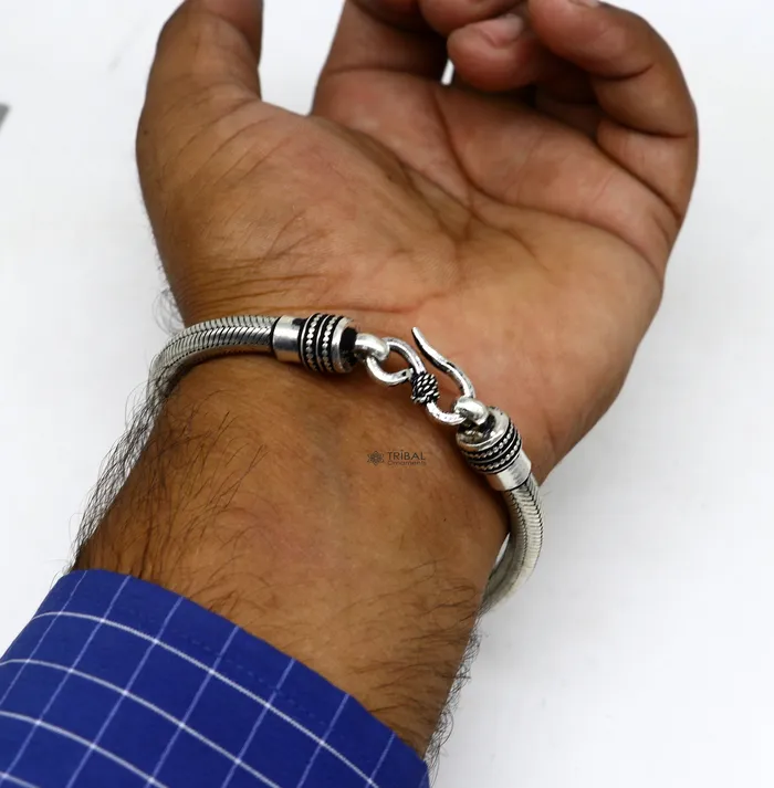 6MM Solid 925 sterling silver handmade amazing snake chain flexible unisex bracelet jewelry elegant custom wrist belt bracelet india sbr680 TRIBAL ORNAMENTS Bracelets