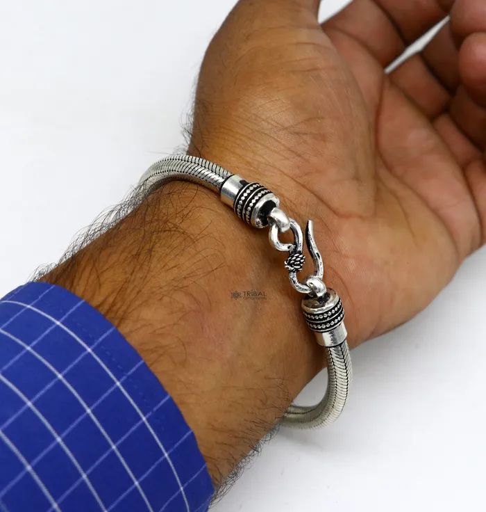 6MM Solid 925 sterling silver handmade amazing snake chain flexible unisex bracelet jewelry elegant custom wrist belt bracelet india sbr680 TRIBAL ORNAMENTS Bracelets
