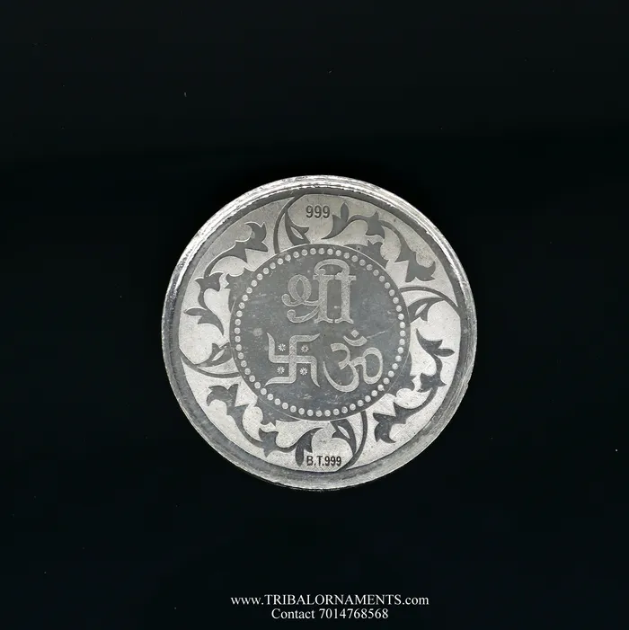 925 Silver Purity Ganesha Lakshmi Saraswati 100 Gram Coin for diwali TRIBAL ORNAMENTS Necklaces 925 Silver Purity Ganesha Lakshmi Saraswati 100 Gram Coin for diwali TRIBAL ORNAMENTS Necklaces