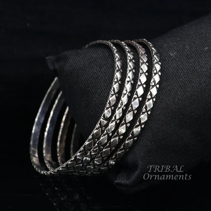 925 sterling customized style work designer bangle bracelet pure silver gifting jewelry brides made bangles ba158 TRIBAL ORNAMENTS Bracelets
