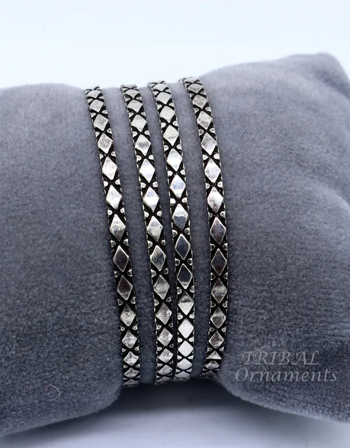 925 sterling customized style work designer bangle bracelet pure silver gifting jewelry brides made bangles ba158 TRIBAL ORNAMENTS Bracelets
