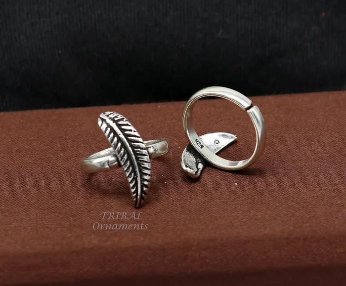 925 sterling silver amazing leaf design handmade toe ring toe band stylish modern womens brides jewelry india traditional jewelry ytr47 TribalOrnaments Rings