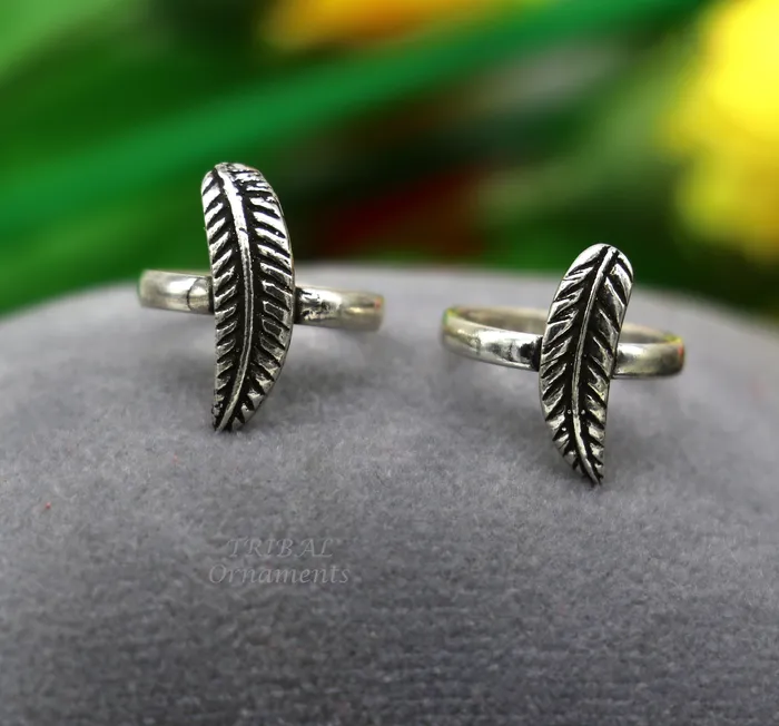 925 sterling silver amazing leaf design handmade toe ring toe band stylish modern womens brides jewelry india traditional jewelry ytr47 TribalOrnaments Rings