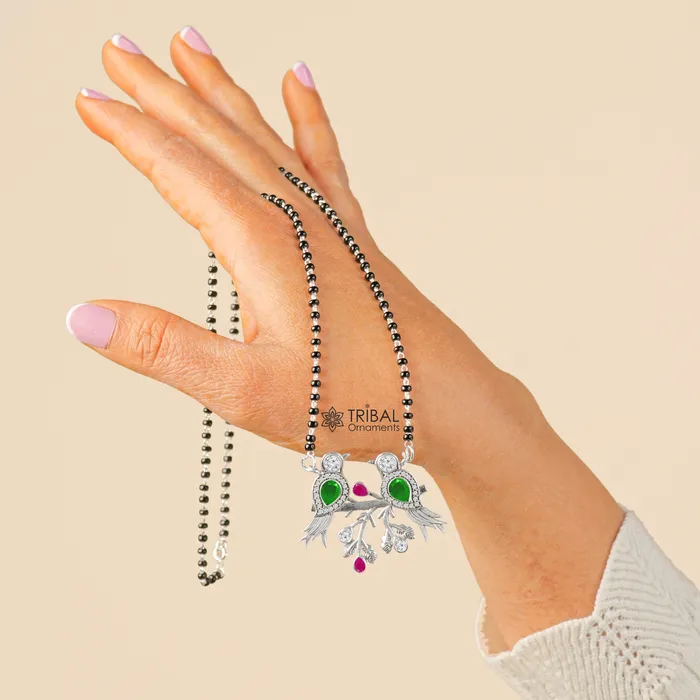925 sterling silver black beads chain mangal sutra necklace for daily use brides Mangalsutra chunky necklace love bird pendant ms66 TRIBAL ORNAMENTS Necklaces 925 sterling silver black beads chain mangal sutra necklace for daily use brides Mangalsutra chunky necklace love bird pendant ms66 TRIBAL ORNAMENTS Necklaces
