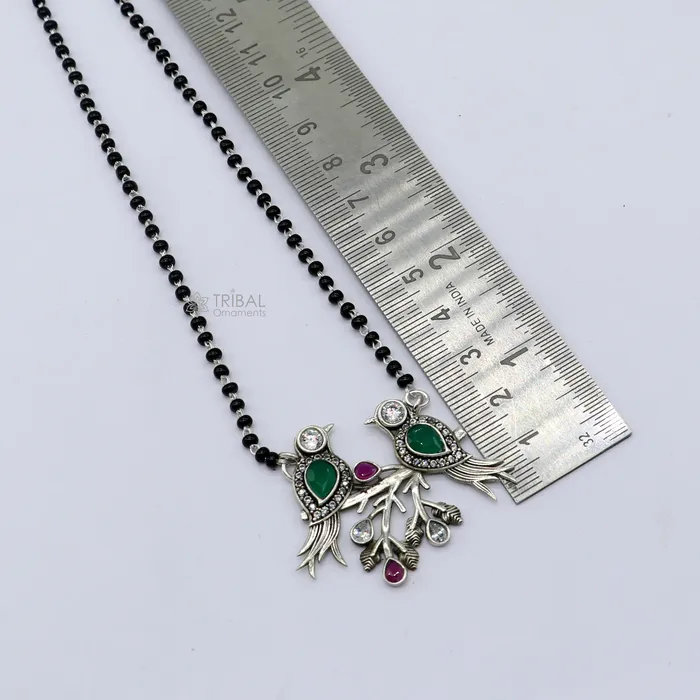 925 sterling silver black beads chain mangal sutra necklace for daily use brides Mangalsutra chunky necklace love bird pendant ms66 TRIBAL ORNAMENTS Necklaces 925 sterling silver black beads chain mangal sutra necklace for daily use brides Mangalsutra chunky necklace love bird pendant ms66 TRIBAL ORNAMENTS Necklaces