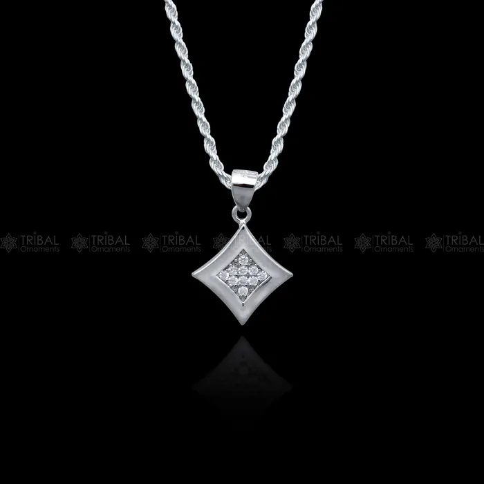 925 Sterling silver Fashionable diamond cubic zirconia stone pendant set nsp971 TRIBAL ORNAMENTS Necklaces