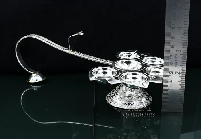 925 Sterling silver handmade amazing design home temple Arti lamp amazing handcrafting work home Temple oil lamp aarti diwali puja SU831 TRIBAL ORNAMENTS Rings