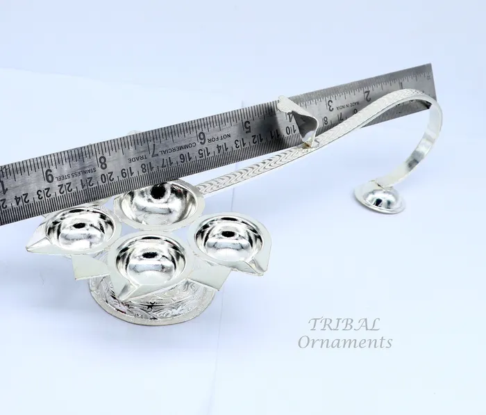 925 Sterling silver handmade amazing design home temple Arti lamp amazing handcrafting work home Temple oil lamp aarti diwali puja SU831 TRIBAL ORNAMENTS Rings
