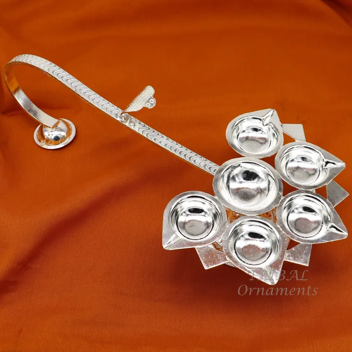 925 Sterling silver handmade amazing design home temple Arti lamp amazing handcrafting work home Temple oil lamp aarti diwali puja SU831 TRIBAL ORNAMENTS Rings