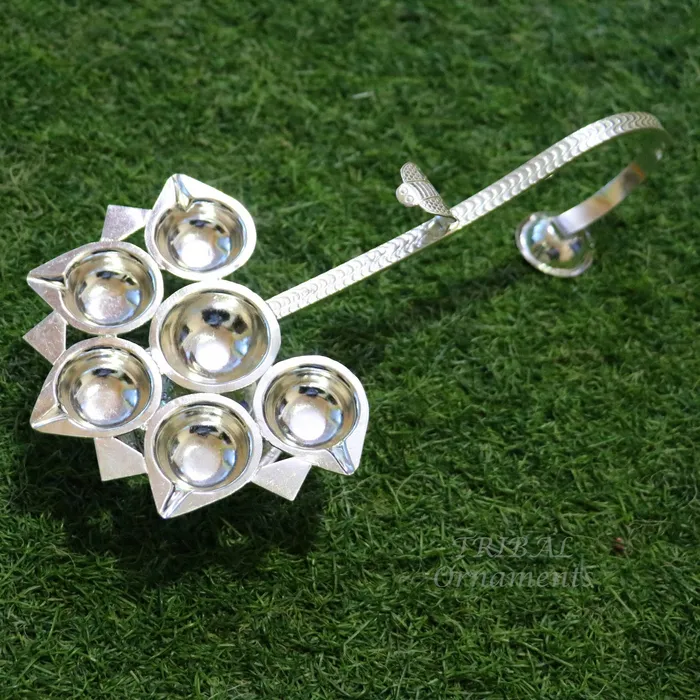 925 Sterling silver handmade amazing design home temple Arti lamp amazing handcrafting work home Temple oil lamp aarti diwali puja SU831 TRIBAL ORNAMENTS Rings