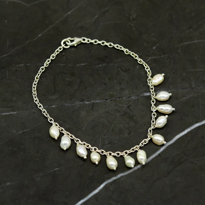 925 sterling silver handmade customized charm bracelet amazing stylish pearl bracelet unisex gifting jewelry belly dance jewelry nsbr192 TRIBAL ORNAMENTS Bracelets