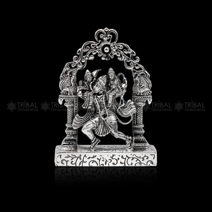 925 sterling silver handmade Divine Hindu god Hanuman with Rama and Laxman blessing Statue amazing Divine figurine puja article art174 TRIBAL ORNAMENTS Necklaces