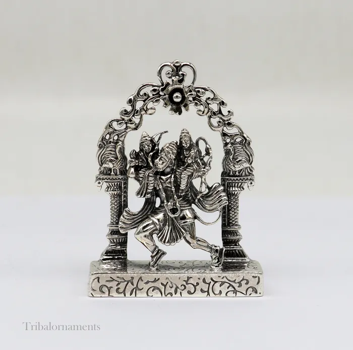 925 sterling silver handmade Divine Hindu god Hanuman with Rama and Laxman blessing Statue amazing Divine figurine puja article art174 TRIBAL ORNAMENTS Necklaces