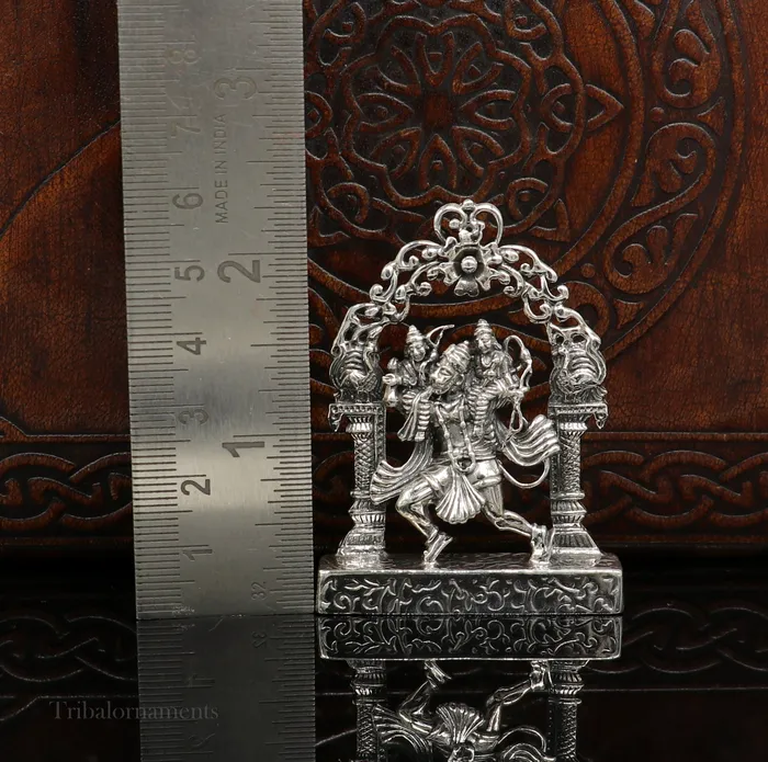 925 sterling silver handmade Divine Hindu god Hanuman with Rama and Laxman blessing Statue amazing Divine figurine puja article art174 TRIBAL ORNAMENTS Necklaces
