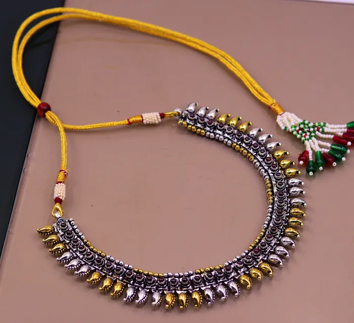 925 sterling silver handmade dual tone anklet multi use ankle bracelet belly dance oxidized heavy chain silver jewelry ank105 TRIBAL ORNAMENTS Bracelets