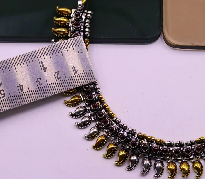 925 sterling silver handmade dual tone anklet multi use ankle bracelet belly dance oxidized heavy chain silver jewelry ank105 TRIBAL ORNAMENTS Bracelets