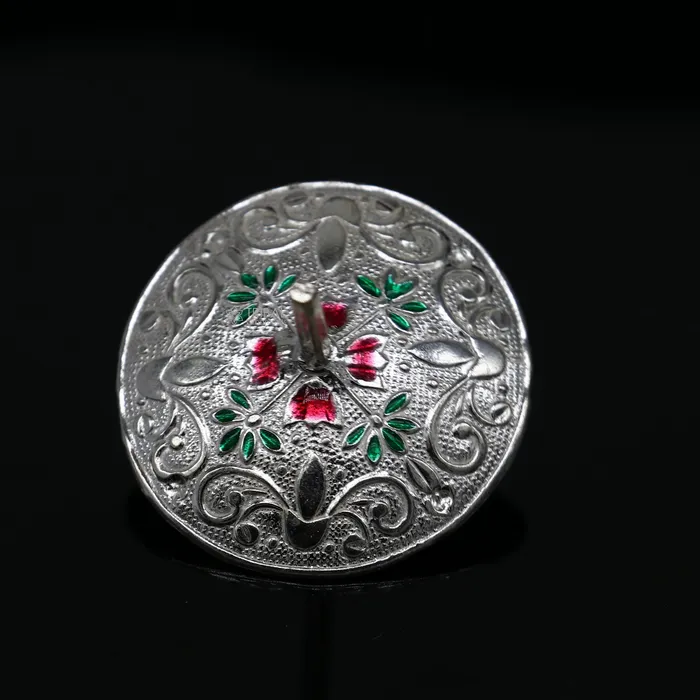 925 sterling silver handmade enamel work Firki or Lattu toy best silver toy for your baby Krishna idols best silver article india su1154 TRIBAL ORNAMENTS Necklaces