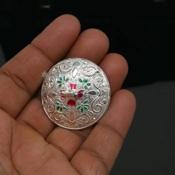 925 sterling silver handmade enamel work Firki or Lattu toy best silver toy for your baby Krishna idols best silver article india su1154 TRIBAL ORNAMENTS Necklaces