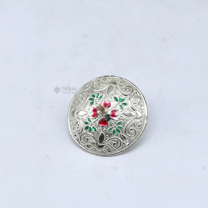925 sterling silver handmade enamel work Firki or Lattu toy best silver toy for your baby Krishna idols best silver article india su1154 TRIBAL ORNAMENTS Necklaces