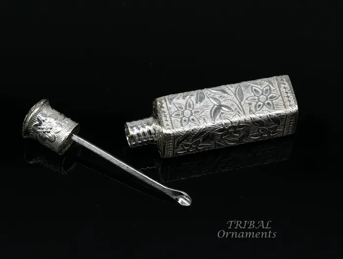 925 sterling silver handmade fabulous floral work trinket box container box sindurkumkum box Vermilion brides art stb375 TRIBAL ORNAMENTS Rings
