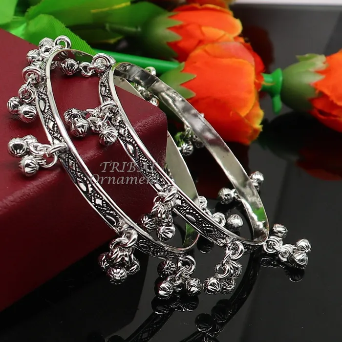 925 sterling silver handmade girls bangle bracelet unique gorgeous jingling bells drops excellent charm brides gifting jewelry ba178 TRIBAL ORNAMENTS Bracelets 925 sterling silver handmade girls bangle bracelet unique gorgeous jingling bells drops excellent charm brides gifting jewelry ba178 TRIBAL ORNAMENTS Bracelets