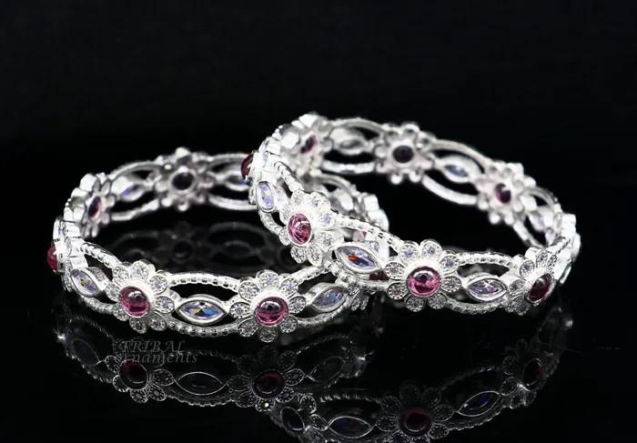 925 sterling silver handmade gorgeous multicolor stone stylish bangle excellent brides Wedding tribal personalized jewelry ba169 TRIBAL ORNAMENTS Bracelets