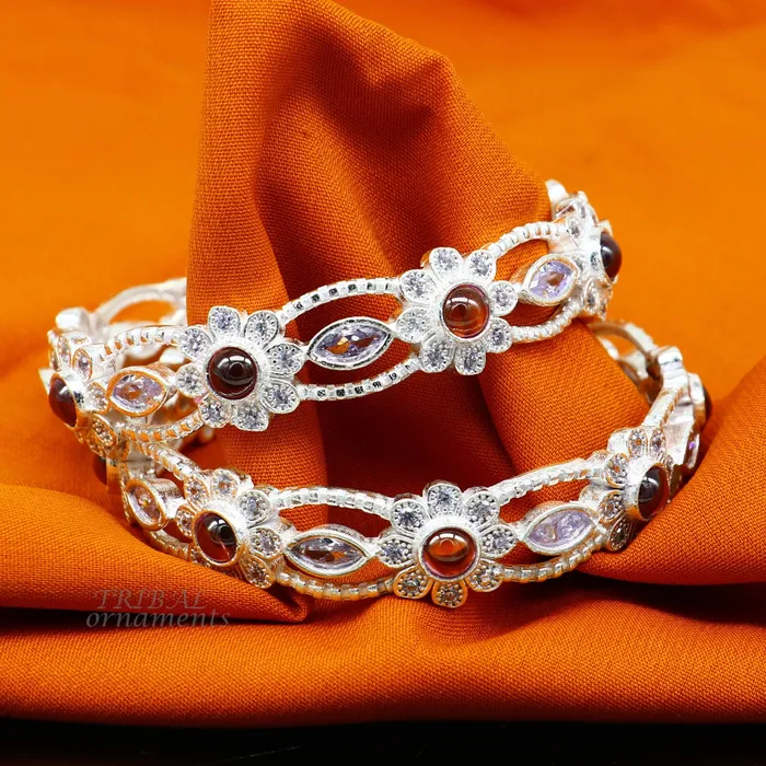 925 sterling silver handmade gorgeous multicolor stone stylish bangle excellent brides Wedding tribal personalized jewelry ba169 TRIBAL ORNAMENTS Bracelets