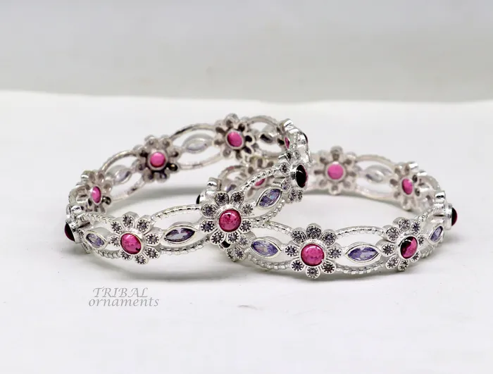 925 sterling silver handmade gorgeous multicolor stone stylish bangle excellent brides Wedding tribal personalized jewelry ba169 TRIBAL ORNAMENTS Bracelets