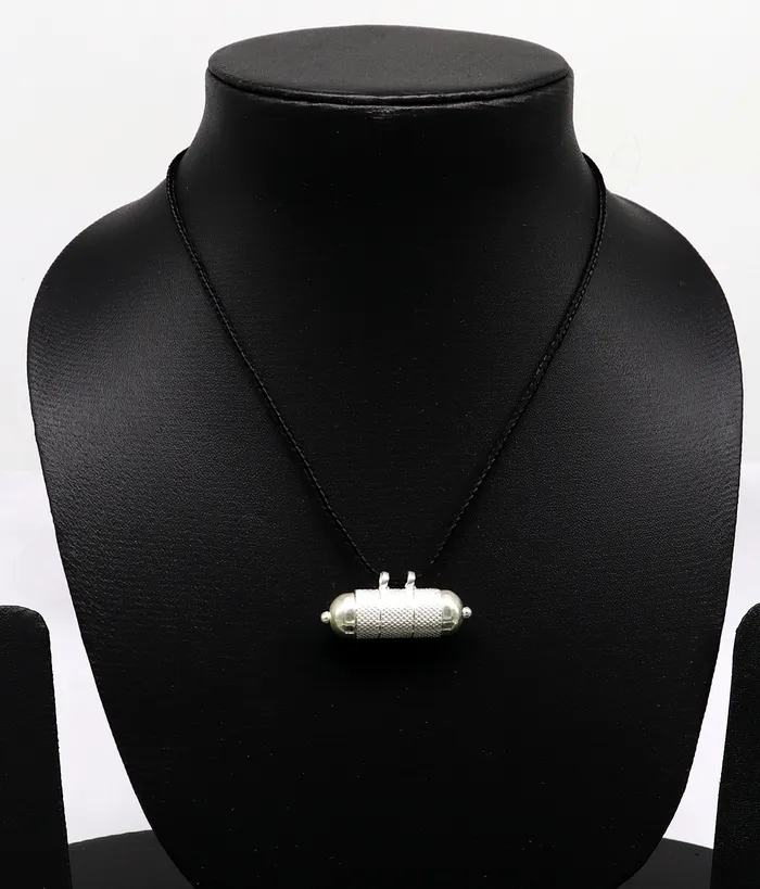 925 sterling silver handmade gorgeous round shape handmade amulet box pendant mantra box silver tabiz box tribal jewelry ssp680 TRIBAL ORNAMENTS Necklaces