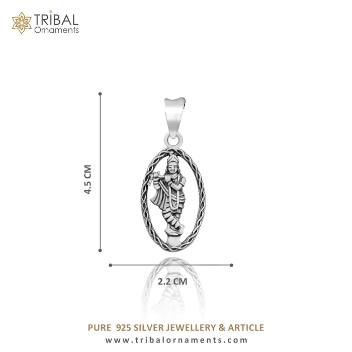 925 sterling silver handmade Hindu idol krishna pendant amazing stylish unisex pendant locket personalized jewelry tribal jewelry ssp446 TRIBAL ORNAMENTS Necklaces