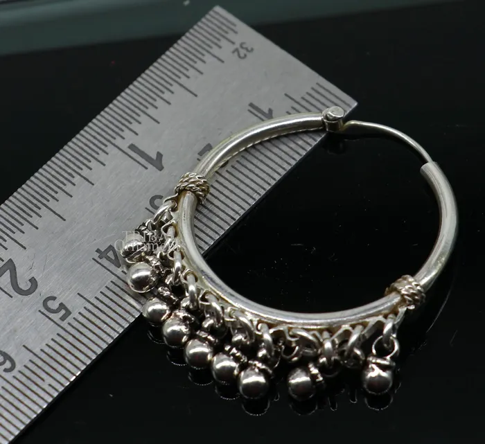925 sterling silver handmade hoop earringfabulous balihanging bells dangling bells hoop gifting gorgeous tribal jewelry s374 TRIBAL ORNAMENTS Earrings