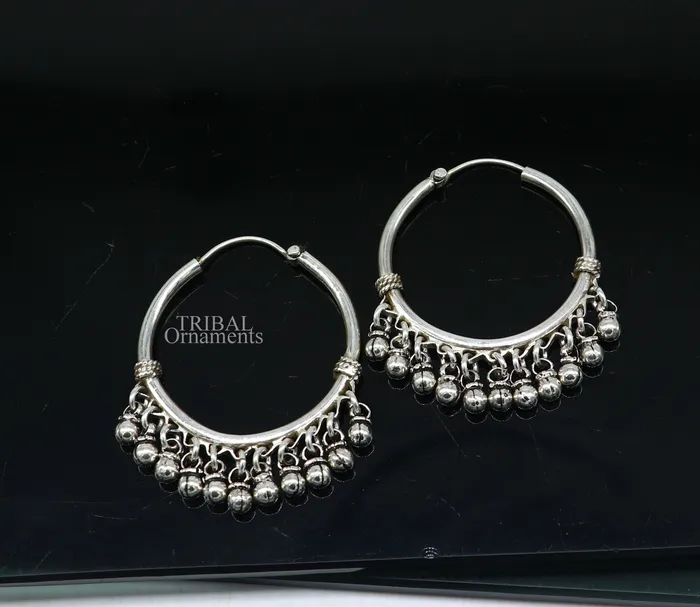 925 sterling silver handmade hoop earringfabulous balihanging bells dangling bells hoop gifting gorgeous tribal jewelry s374 TRIBAL ORNAMENTS Earrings