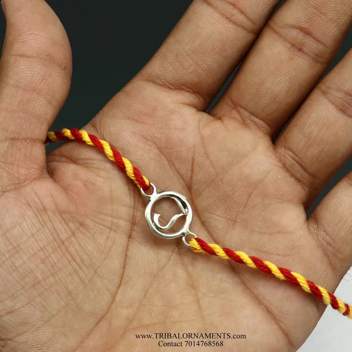 925 sterling silver handmade J letter design Rakhi Bracelet amazing stylish gift for Rakshabandhan rk94 TRIBAL ORNAMENTS Bracelets