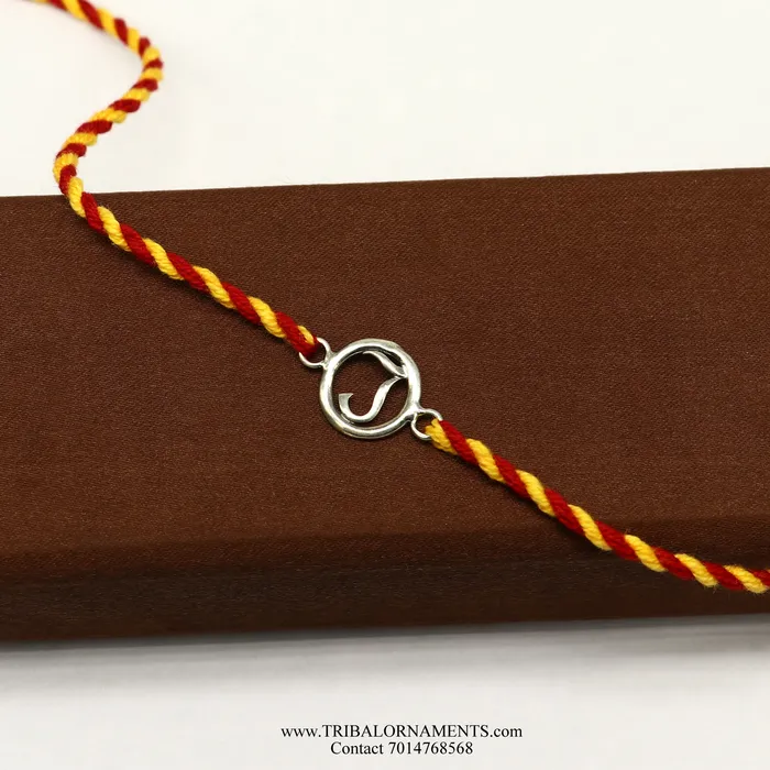925 sterling silver handmade J letter design Rakhi Bracelet amazing stylish gift for Rakshabandhan rk94 TRIBAL ORNAMENTS Bracelets