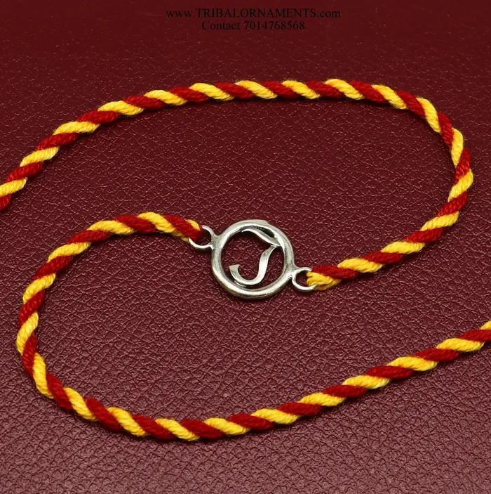 925 sterling silver handmade J letter design Rakhi Bracelet amazing stylish gift for Rakshabandhan rk94 TRIBAL ORNAMENTS Bracelets