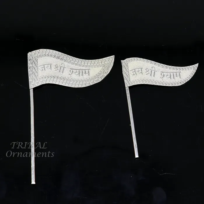 925 sterling silver handmade lork Khatu Shyam Dhwaja or flag silver jai shree shyam flag best way for gifting to idols or kriahna su1016 TRIBAL ORNAMENTS Necklaces