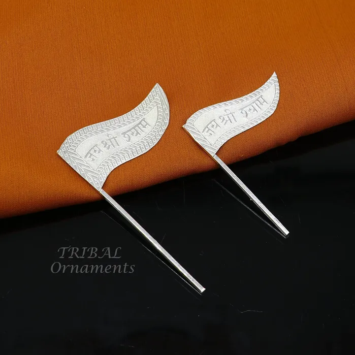 925 sterling silver handmade lork Khatu Shyam Dhwaja or flag silver jai shree shyam flag best way for gifting to idols or kriahna su1016 TRIBAL ORNAMENTS Necklaces