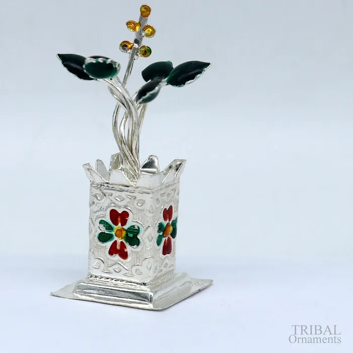 925 sterling silver handmade mini tulsi plant basil rosary plant for puja temple article excellent customized silver utensils article su616 TRIBAL ORNAMENTS Rings 925 sterling silver handmade mini tulsi plant basil rosary plant for puja temple article excellent customized silver utensils article su616 TRIBAL ORNAMENTS Rings