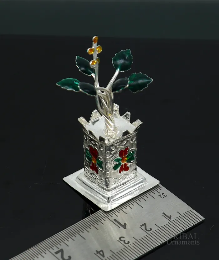 925 sterling silver handmade mini tulsi plant basil rosary plant for puja temple article excellent customized silver utensils article su616 TRIBAL ORNAMENTS Rings