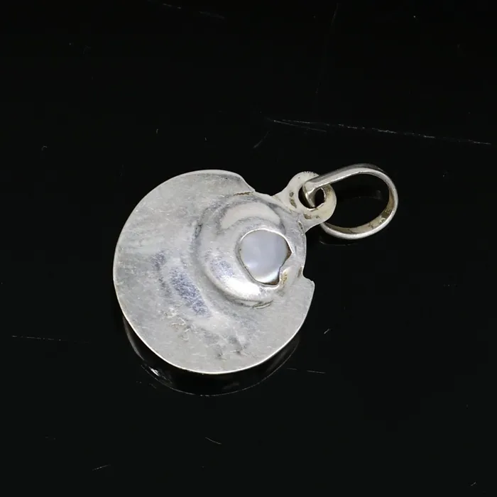 925 sterling silver handmade moon pendant with natural pearl stunning unisex pearl moon pendant best gifting jewelry from india ssp648 TRIBAL ORNAMENTS Necklaces